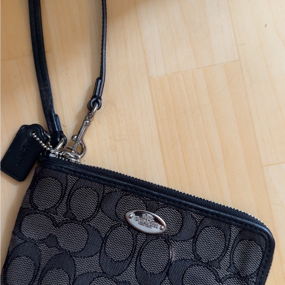 Coach Black and Gray Signature Wristlet